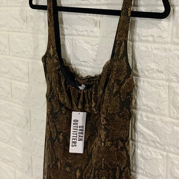 BNWT SEXY GORGEOUS URBAN OUTFITTERS SNAKESKIN PRINT BROWN MINI DRESS | STRETCHY - Picture 6 of 8